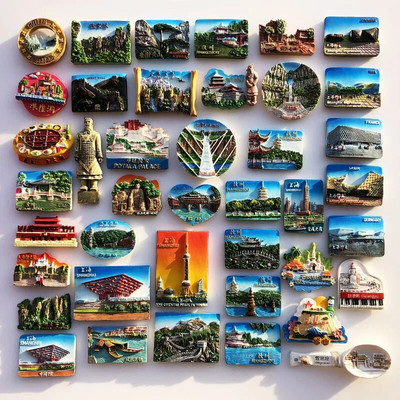 Creative China Famous Scenic Spot Fridge Magnet Personality 3D Magnetic Refrigerator Stickers Travel Souvenirs Fridge Magnets