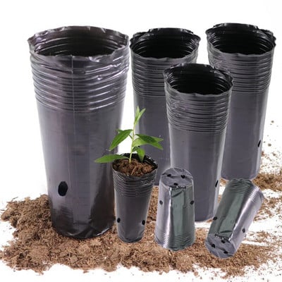 Garden Thickened Plants Nursery Grow Cup Μαύρη τσάντα φύτευσης Διατροφής μιας χρήσης για Καλλιέργεια Δενδρυλλίων Δοχείο Δενδρυλλίων