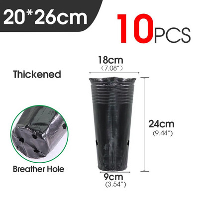 Vrtna zgusnuta biljka Rasadnik Grow Cup Jednokratna crna vrećica za prehranu Sadnja za sadnice Drveće Kontejner Uzgoj mladica