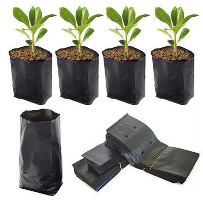 10PCS PE чанта за отглеждане на растения Саксии за разсад с дишащи отвори за градински разсадници Зеленчуци Цветни фиданки Култивиране на торби за засаждане