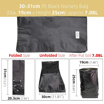 10PCS PE vrećica za uzgoj biljaka Posude za sadnice s rupama za disanje za vrtne rasadnike, povrće, sadnice cvijeća Vreće za uzgoj sadnica