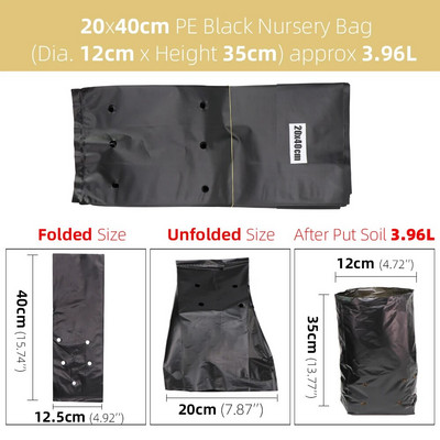 10PCS PE vrećica za uzgoj biljaka Posude za sadnice s rupama za disanje za vrtne rasadnike, povrće, sadnice cvijeća Vreće za uzgoj sadnica