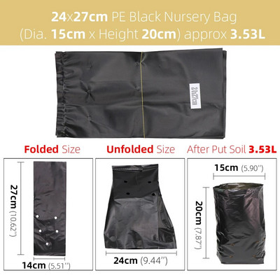 10PCS PE vrećica za uzgoj biljaka Posude za sadnice s rupama za disanje za vrtne rasadnike, povrće, sadnice cvijeća Vreće za uzgoj sadnica