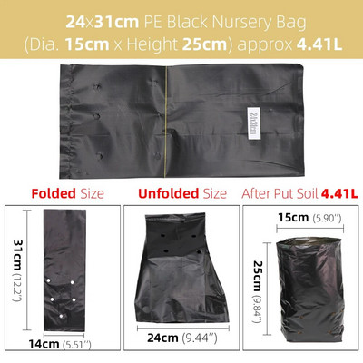 10PCS PE vrećica za uzgoj biljaka Posude za sadnice s rupama za disanje za vrtne rasadnike, povrće, sadnice cvijeća Vreće za uzgoj sadnica