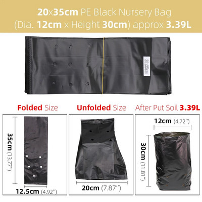 10PCS PE vrećica za uzgoj biljaka Posude za sadnice s rupama za disanje za vrtne rasadnike, povrće, sadnice cvijeća Vreće za uzgoj sadnica