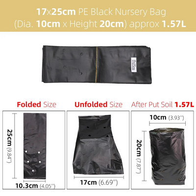 10PCS PE vrećica za uzgoj biljaka Posude za sadnice s rupama za disanje za vrtne rasadnike, povrće, sadnice cvijeća Vreće za uzgoj sadnica