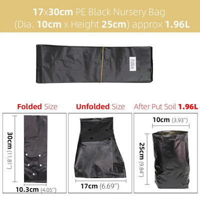 10PCS PE vrećica za uzgoj biljaka Posude za sadnice s rupama za disanje za vrtne rasadnike, povrće, sadnice cvijeća Vreće za uzgoj sadnica