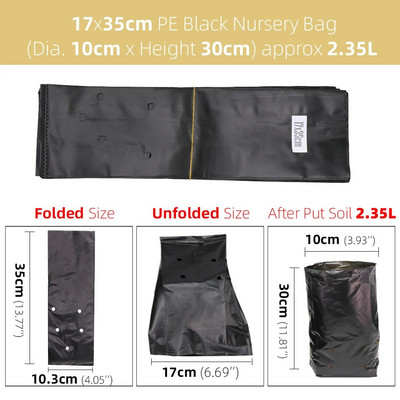 10PCS PE vrećica za uzgoj biljaka Posude za sadnice s rupama za disanje za vrtne rasadnike, povrće, sadnice cvijeća Vreće za uzgoj sadnica