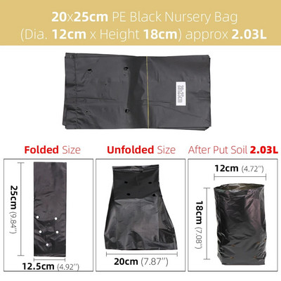 10PCS PE vrećica za uzgoj biljaka Posude za sadnice s rupama za disanje za vrtne rasadnike, povrće, sadnice cvijeća Vreće za uzgoj sadnica