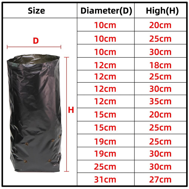 10PCS PE vrećica za uzgoj biljaka Posude za sadnice s rupama za disanje za vrtne rasadnike, povrće, sadnice cvijeća Vreće za uzgoj sadnica