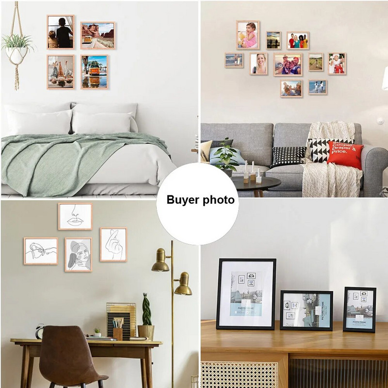 Dabīga ozola masīvkoka gleznu rāmis interjera dekorēšana foto rāmji attēliem Sienas piekarināmais attēlu rāmis Taisnstūra rāmis