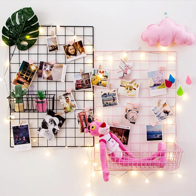 Iron Nordic Home Seinahoidiku sisestused Dekoratsioon Võre Dekor Fotoraam Postkaart DIY Seinakunsti näidik Hoiu Riiul Riiul Korraldaja SW