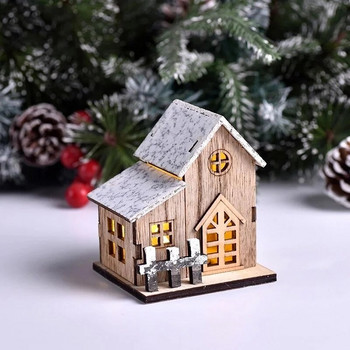 Χριστουγεννιάτικα LED Light Ξύλινο Σπίτι Φωτεινή καμπίνα Καλά Χριστουγεννιάτικα Διακοσμητικά για το σπίτι DIY Χριστουγεννιάτικα στολίδια Παιδικά Δώρα Πρωτοχρονιάς