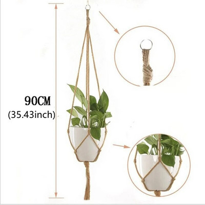 Posuda za cvijeće Konop od konoplje Viseća mreža Slama Makrame vješalica za biljke Posuda za cvijeće Držač za vrt Noge za vješanje od užeta Košara Balkonski dekor