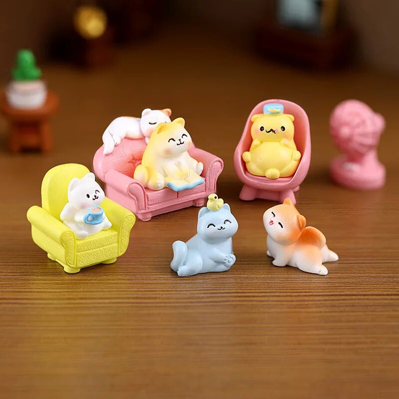 2023 Nova slatka mačka Biljna sofa figurica Diy Pejzaž Kućni Kawaii Dekor sobe Minijaturni vilinski vrtni ukrasni dodaci Moderni