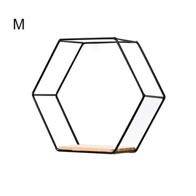 Šesterokutna polica Držač za pohranu željeza Zidna višenamjenska geometrijska čvrsta šesterokutna polica u nordijskom stilu za dom