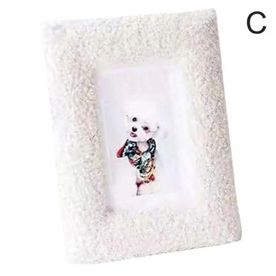 1 db 6 hüvelykes otthoni modern egyszerű, egyszínű plüss képkeret asztali, aranyos, gyönyörű dekoratív díszes képkeret