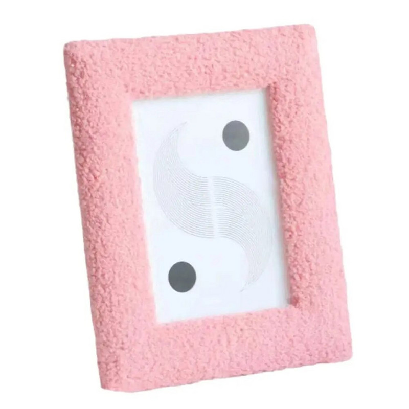 1 db 6 hüvelykes otthoni modern egyszerű, egyszínű plüss képkeret asztali, aranyos, gyönyörű dekoratív díszes képkeret