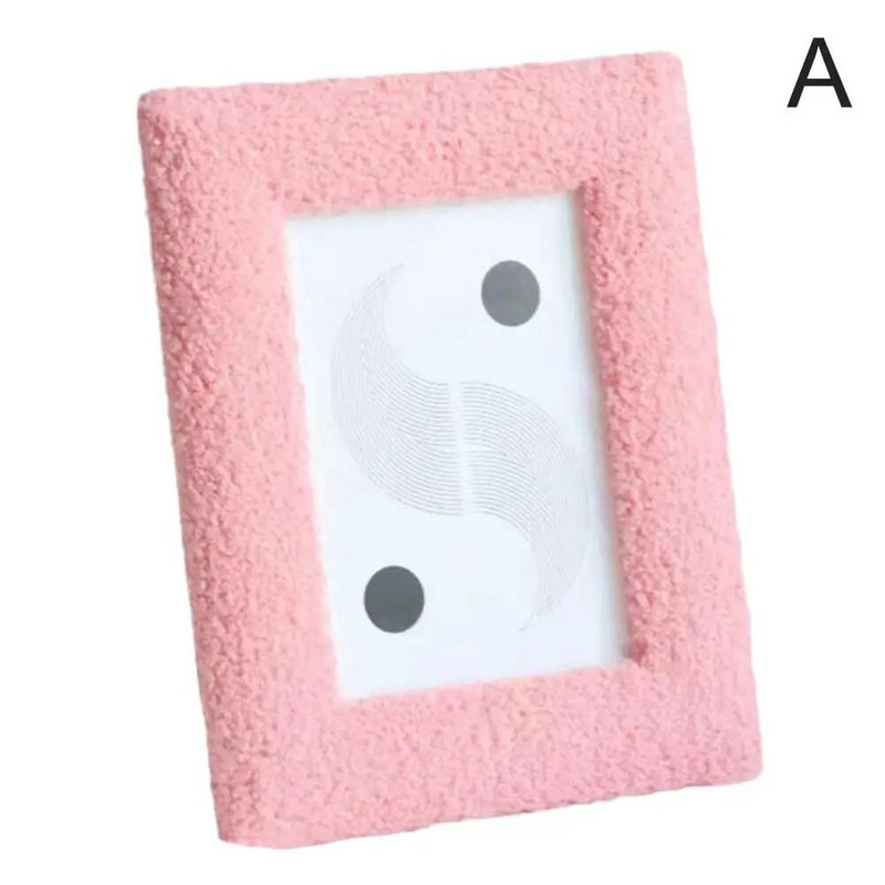 1 db 6 hüvelykes otthoni modern egyszerű, egyszínű plüss képkeret asztali, aranyos, gyönyörű dekoratív díszes képkeret