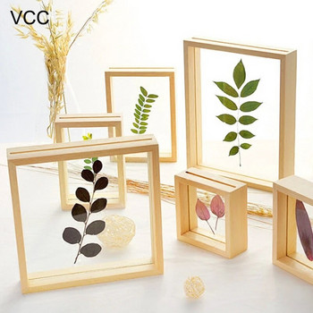Дървена фоторамка Home Decor Art Mini Pictures Frames Държач за снимки Държач за екземпляри от растения Направи си сам Рамка Сватбен фото декор