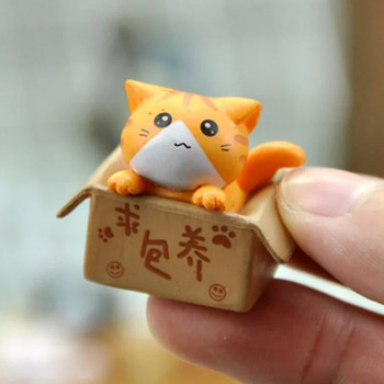 Kawaii Mini Cat Ornament Градинска статуя на коте Подарък за деца Деца Декорация на бебешка стая Играчка Миниатюрни фигурки Домашен декор