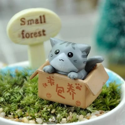 Kawaii Mini Cat Ornamentas Sodo kačiuko statula Dovana vaikams Vaikams Kūdikių kambario dekoravimas Žaislas Miniatiūrinės Figūrėlės Namų dekoras