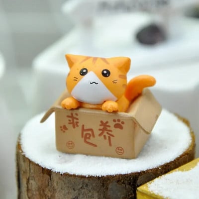 Kawaii Mini Cat Ornamentas Sodo kačiuko statula Dovana vaikams Vaikams Kūdikių kambario dekoravimas Žaislas Miniatiūrinės Figūrėlės Namų dekoras