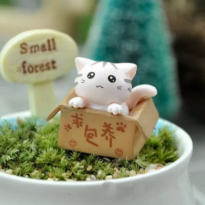 Kawaii Mini Cat Ornamentas Sodo kačiuko statula Dovana vaikams Vaikams Kūdikių kambario dekoravimas Žaislas Miniatiūrinės Figūrėlės Namų dekoras