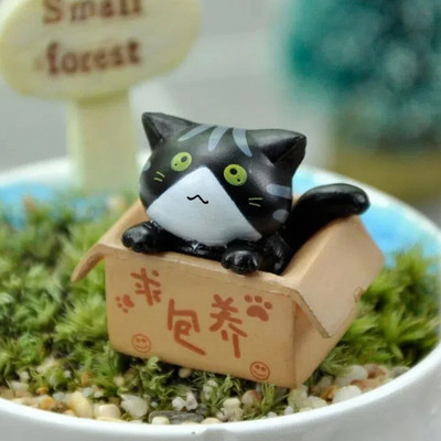 Kawaii Mini Cat Ornamentas Sodo kačiuko statula Dovana vaikams Vaikams Kūdikių kambario dekoravimas Žaislas Miniatiūrinės Figūrėlės Namų dekoras