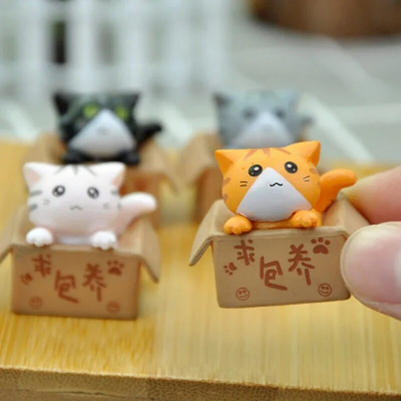Kawaii Mini Cat Ornamentas Sodo kačiuko statula Dovana vaikams Vaikams Kūdikių kambario dekoravimas Žaislas Miniatiūrinės Figūrėlės Namų dekoras