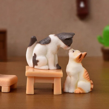 Ρητίνη Γάτες Στολίδι Γατάκι Ειδώλιο Ζώο Μινιατούρα Νεράιδα Κήπος Διακόσμηση Σπίτι κούκλας DIY Μικροτοπία διακόσμηση σπιτιού