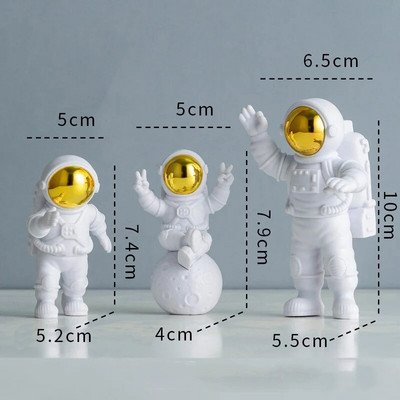 3 bucăți creative din rășină astronaut ornament Statuie Spaceman Desktop Decor Modelare Cadou pentru copii Decorare acasă