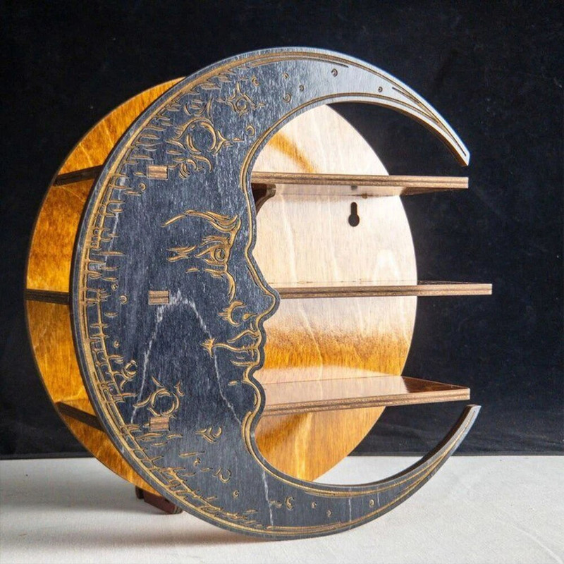 Dekor za kristalno eterično ulje Dječja soba Drvena mjesečeva polica Dnevni boravak Rustikalni stalak za izlaganje Zidni stalak za pohranu Spavaća soba Dom