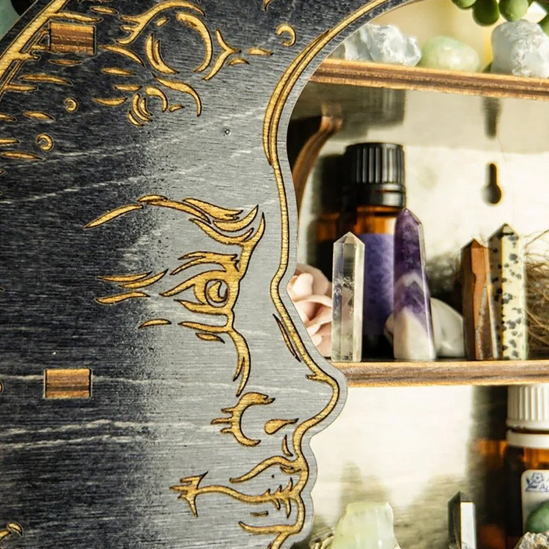 Dekor za kristalno eterično ulje Dječja soba Drvena mjesečeva polica Dnevni boravak Rustikalni stalak za izlaganje Zidni stalak za pohranu Spavaća soba Dom