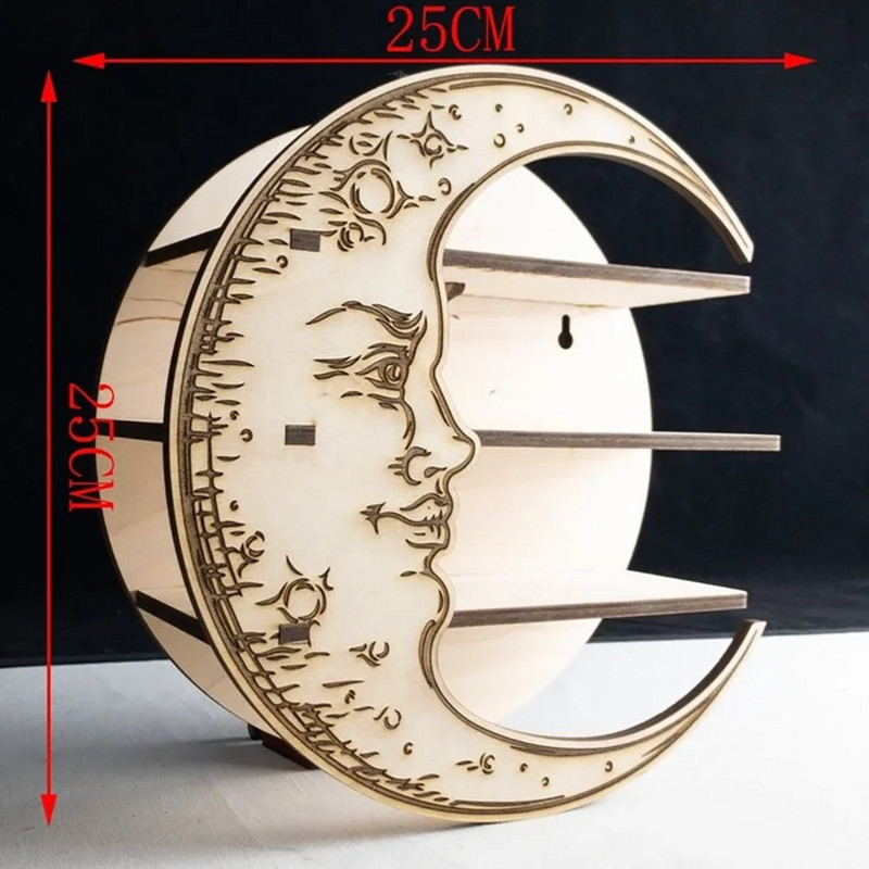 Dekor za kristalno eterično ulje Dječja soba Drvena mjesečeva polica Dnevni boravak Rustikalni stalak za izlaganje Zidni stalak za pohranu Spavaća soba Dom