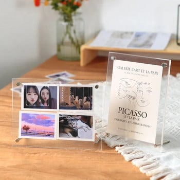 Акрилна рамка за снимки Прозрачна магнитна рамка за снимки Kpop държач за фотокарти Cadre Photo Idol Card Display Stand Decor Room