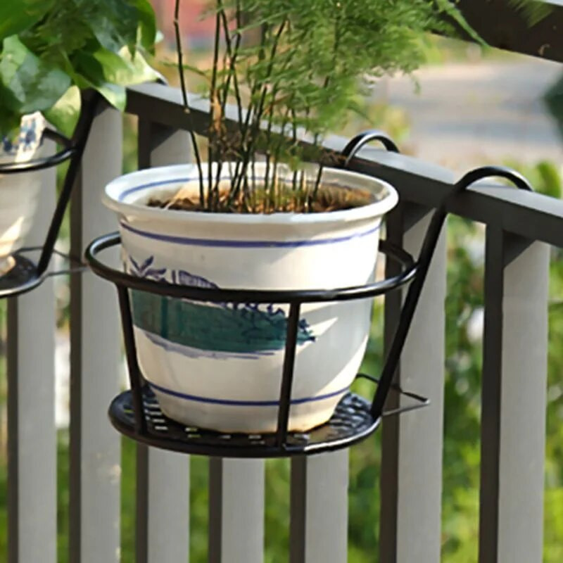 Viseći stalak za cvijeće Balkonska okrugla posuda za cvijeće Košara Željezna ograda Ograda Viseći stalak za biljke u saksiji Stalak za sadnju