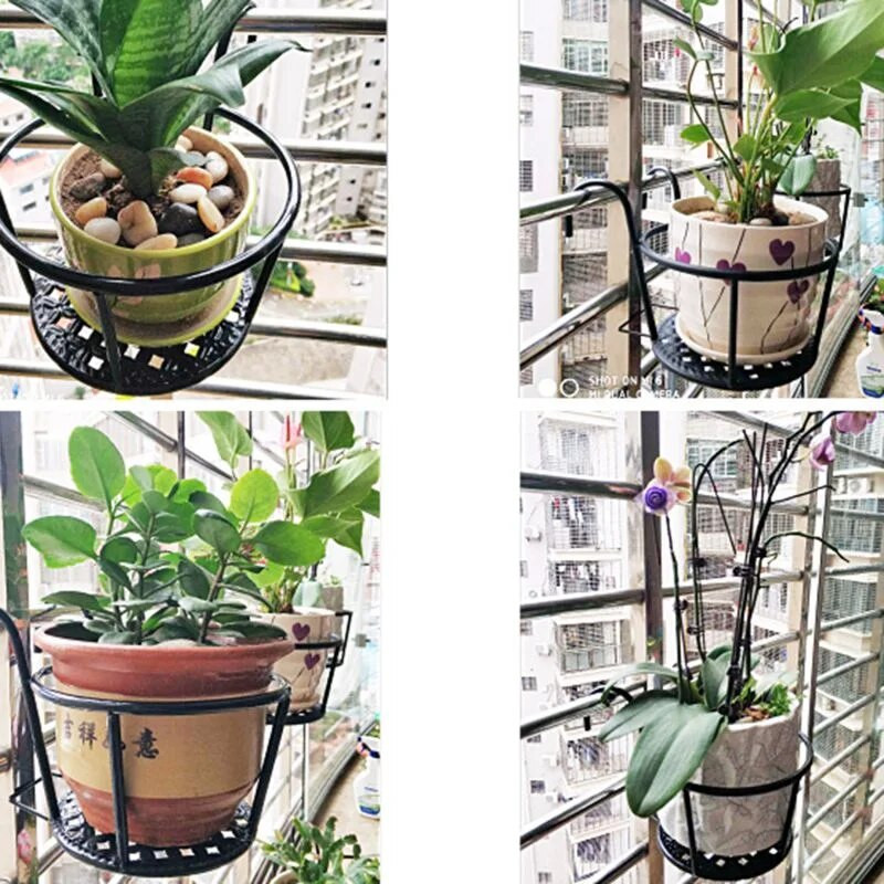 Viseći stalak za cvijeće Balkonska okrugla posuda za cvijeće Košara Željezna ograda Ograda Viseći stalak za biljke u saksiji Stalak za sadnju