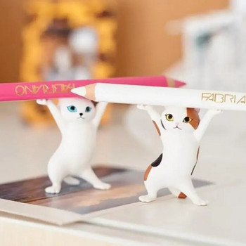 Στήριγμα για στυλό Kawaii Cats Αστεία στολίδια κούκλας γάτας Πλαστική χειροτεχνία Υποστήριξη ακουστικών για γραφείο γραφείου δωματίου Αξεσουάρ διακόσμησης σπιτιού