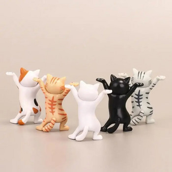 Kawaii Cats Pen Holder Funny Cat Doll Ornaments Пластмасови занаяти Поддръжка за слушалки за стая Офис Бюро Аксесоари за декорация на дома