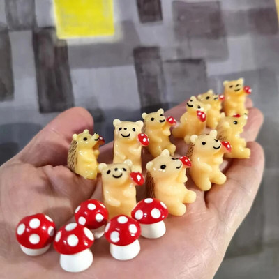 besplatna dostava 15kom/jež s gljivama/slatka životinja/vilinski vrtni patuljak/terarij od mahovine/rukotvorine/uređenje doma/potrošni materijal/figurica