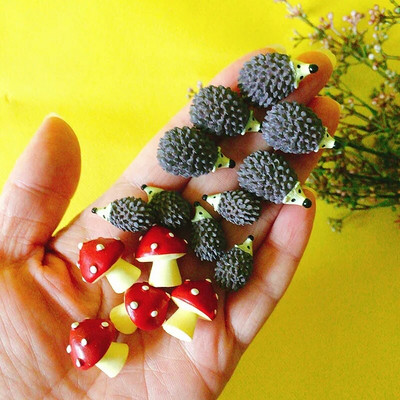 besplatna dostava 15kom/jež s gljivama/slatka životinja/vilinski vrtni patuljak/terarij od mahovine/rukotvorine/uređenje doma/potrošni materijal/figurica