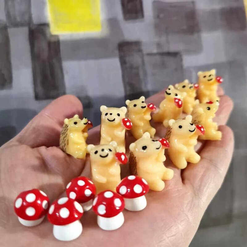 besplatna dostava 15kom/jež s gljivama/slatka životinja/vilinski vrtni patuljak/terarij od mahovine/rukotvorine/uređenje doma/potrošni materijal/figurica