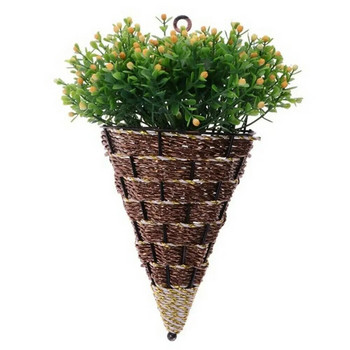 Φυσικό ρατάν Ζαρντινιέρα τοίχου Κρεμαστή γλάστρα Κρεμάστρα Καλάθι λουλουδιών Βάζο Κουτί Μεταλλικά φυτά Κρεμαστά καλάθια Διακόσμηση τοίχου στον κήπο του σπιτιού