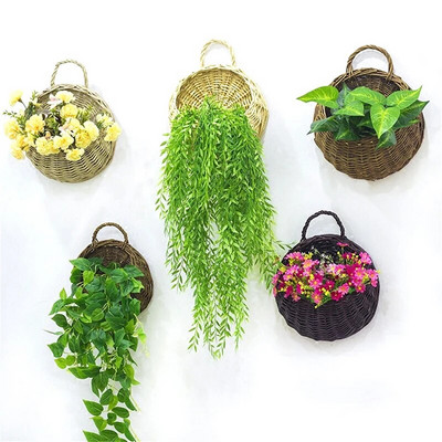 Jardinieră de flori pentru agățat pe perete Coș de răchită Rattam Suport pentru plante pentru ghiveci de viță de vie