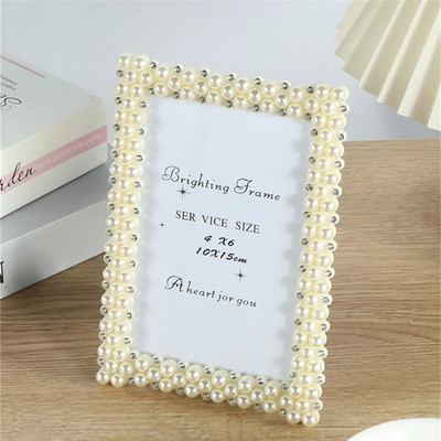 1Pcs WaterDiamond ImitationPearl Photo Frame Set Wedding PhotoCrystal EuropeanModernExquisiteHighendFoto Frame HomeDecoration