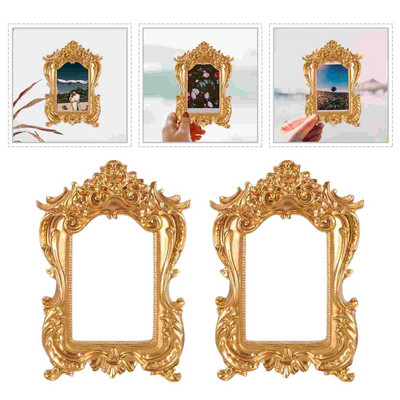 2 tk Väike pildiraam Mini pildiekraani riiul Vintage vaiguraamid