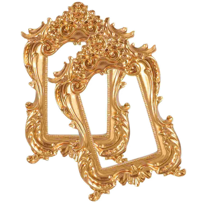 2 tk Väike pildiraam Mini pildiekraani riiul Vintage vaiguraamid