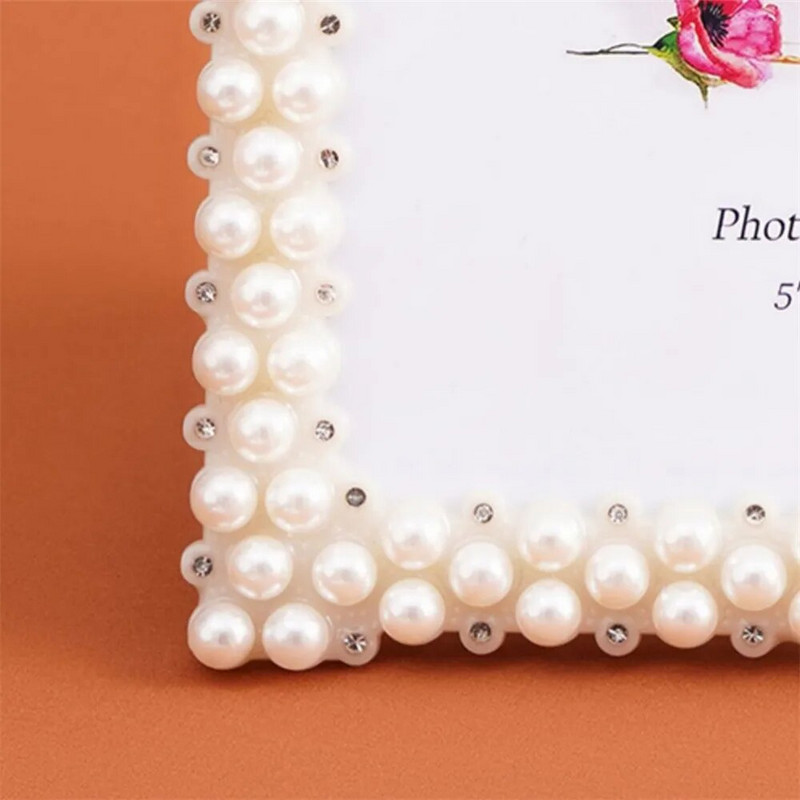 Európai stílusú könnyű luxus gyerekkeret 3"6"7"8"10" francia retro gyöngy szív alakú kerek négyzet alakú képkeret lakberendezés