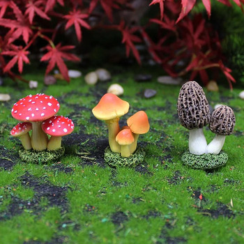 Μίνι τεχνητό μανιτάρι ειδώλιο ρητίνη προσομοίωσης ψεύτικες μινιατούρες μανιταριών DIY Micro Landscape Garden Terrarium Lawn Decorations